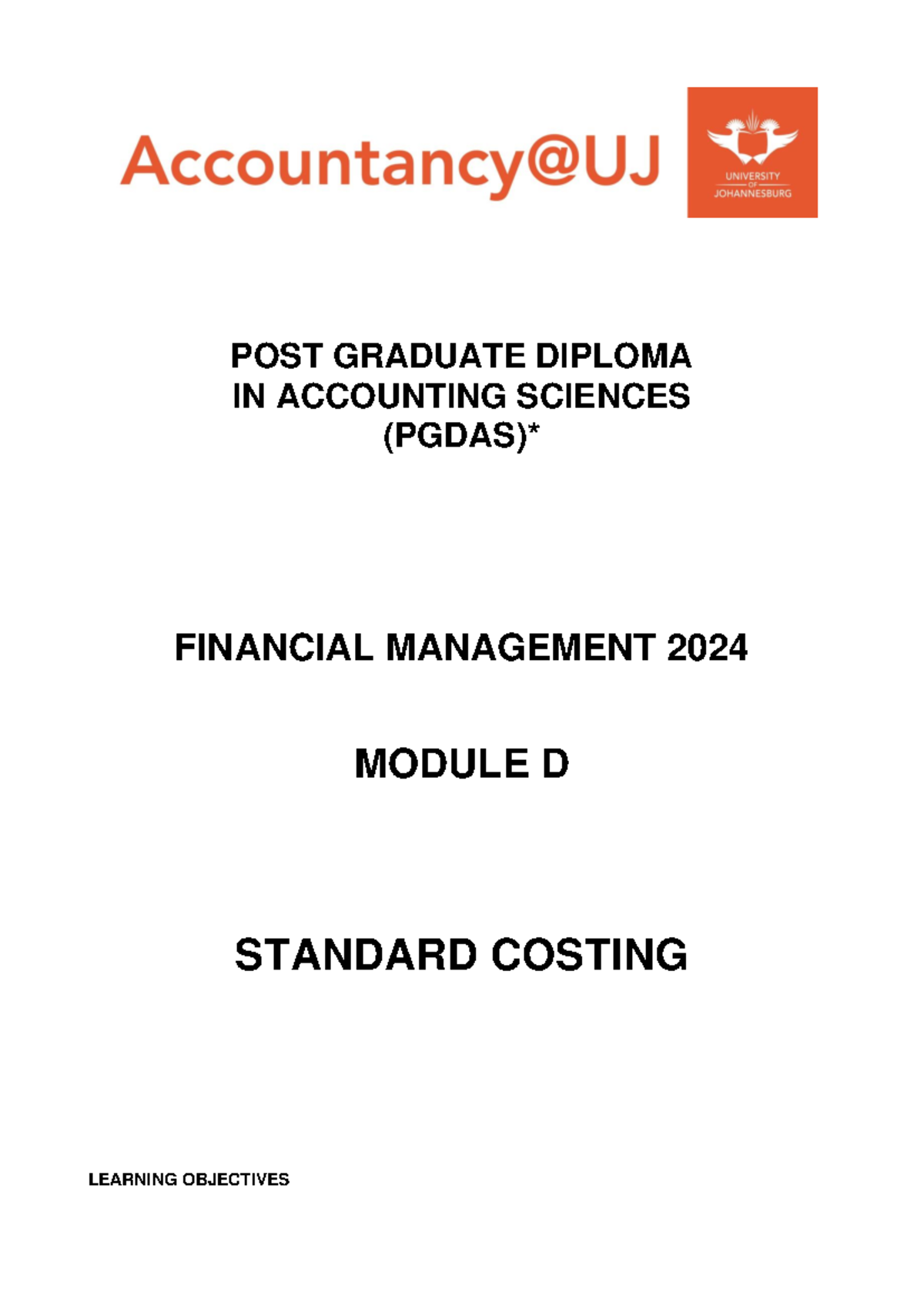 Standard Costing module 2024 (002) - POST GRADUATE DIPLOMA IN ...