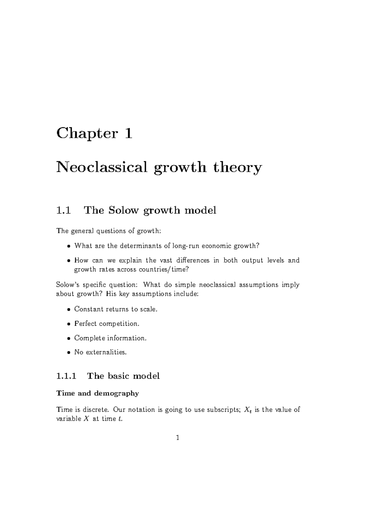 Neoclassical Growth Theory - Chapter 1 Neoclassical growth theory 1 The ...