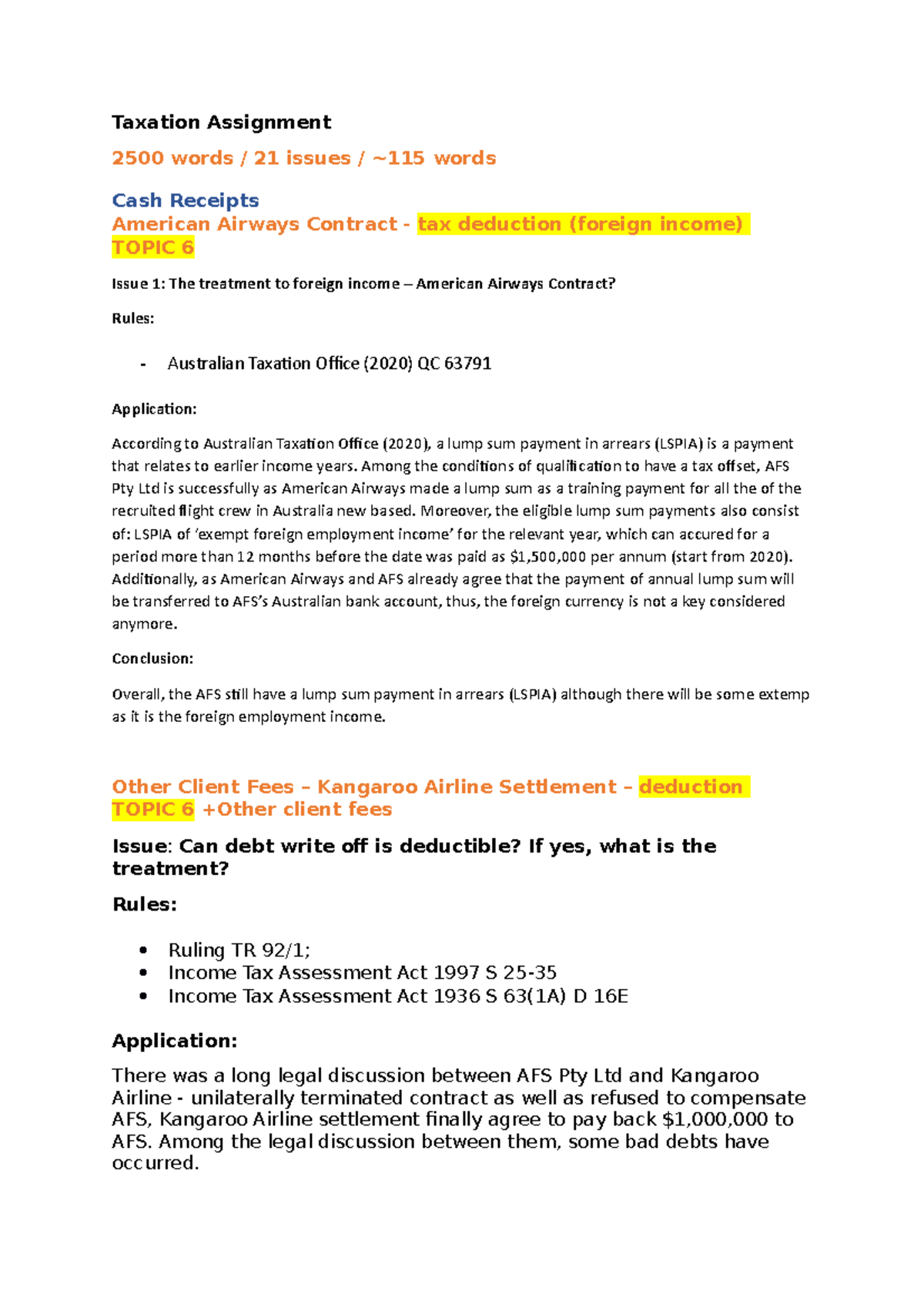 Taxation Assignment - 2 - Taxation Assignment 2500 words / 21 issues ...