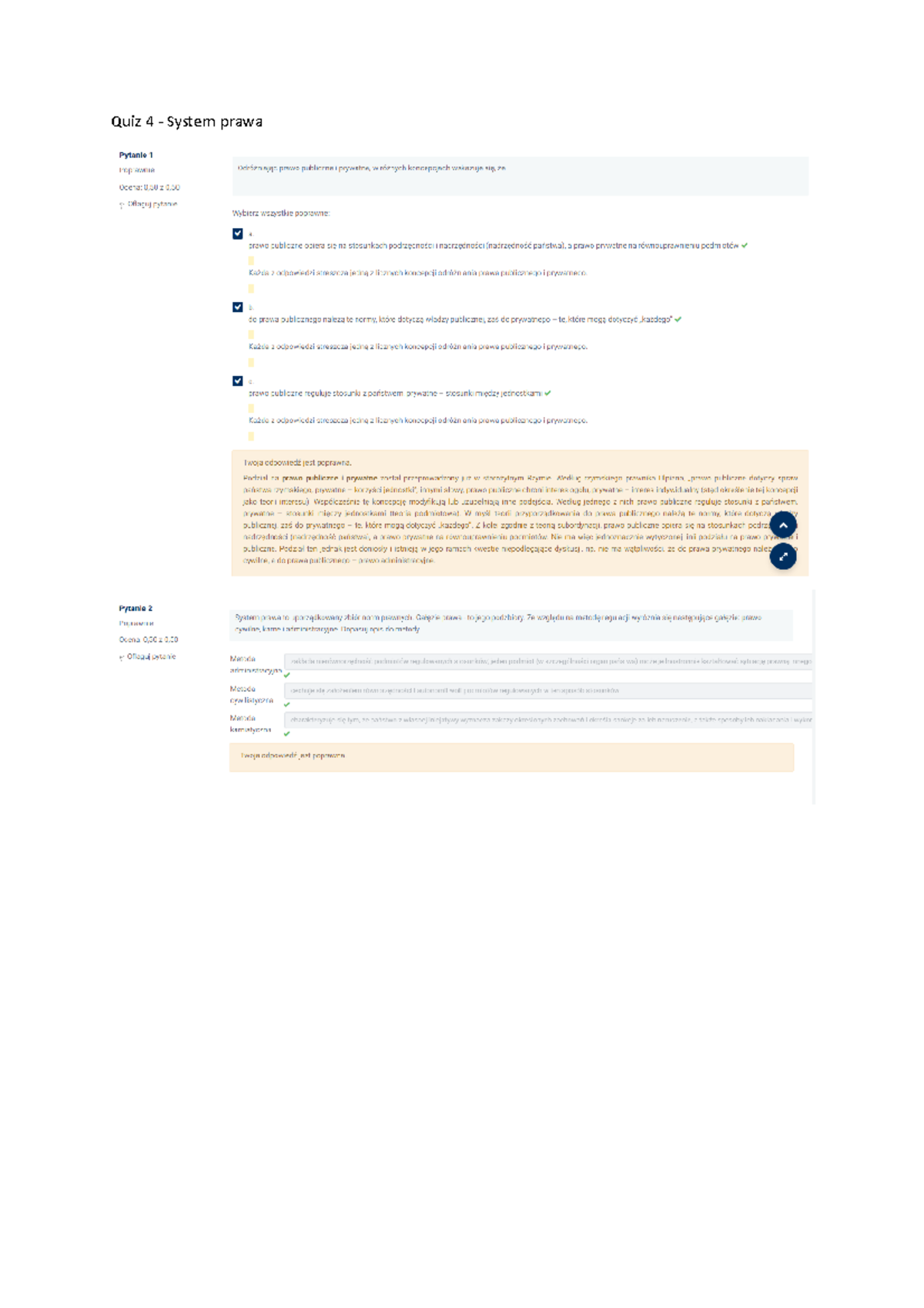 Quiz 4 - System Prawa - Odpowiedzi Do Quizu - Podstawy Prawa - Quiz 4 ...