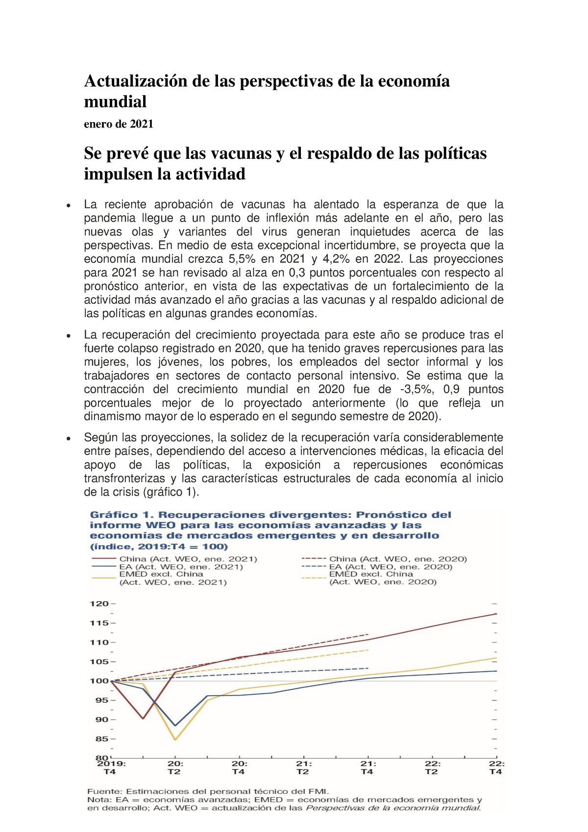 Perspectivas DE LA Economía Mundial FMI - Actualización De Las ...