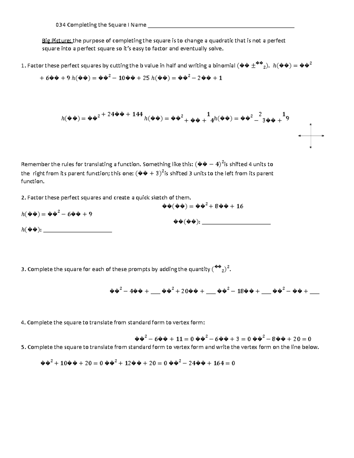 034 Completing the Square I - Factor these perfect squares by cutting ...