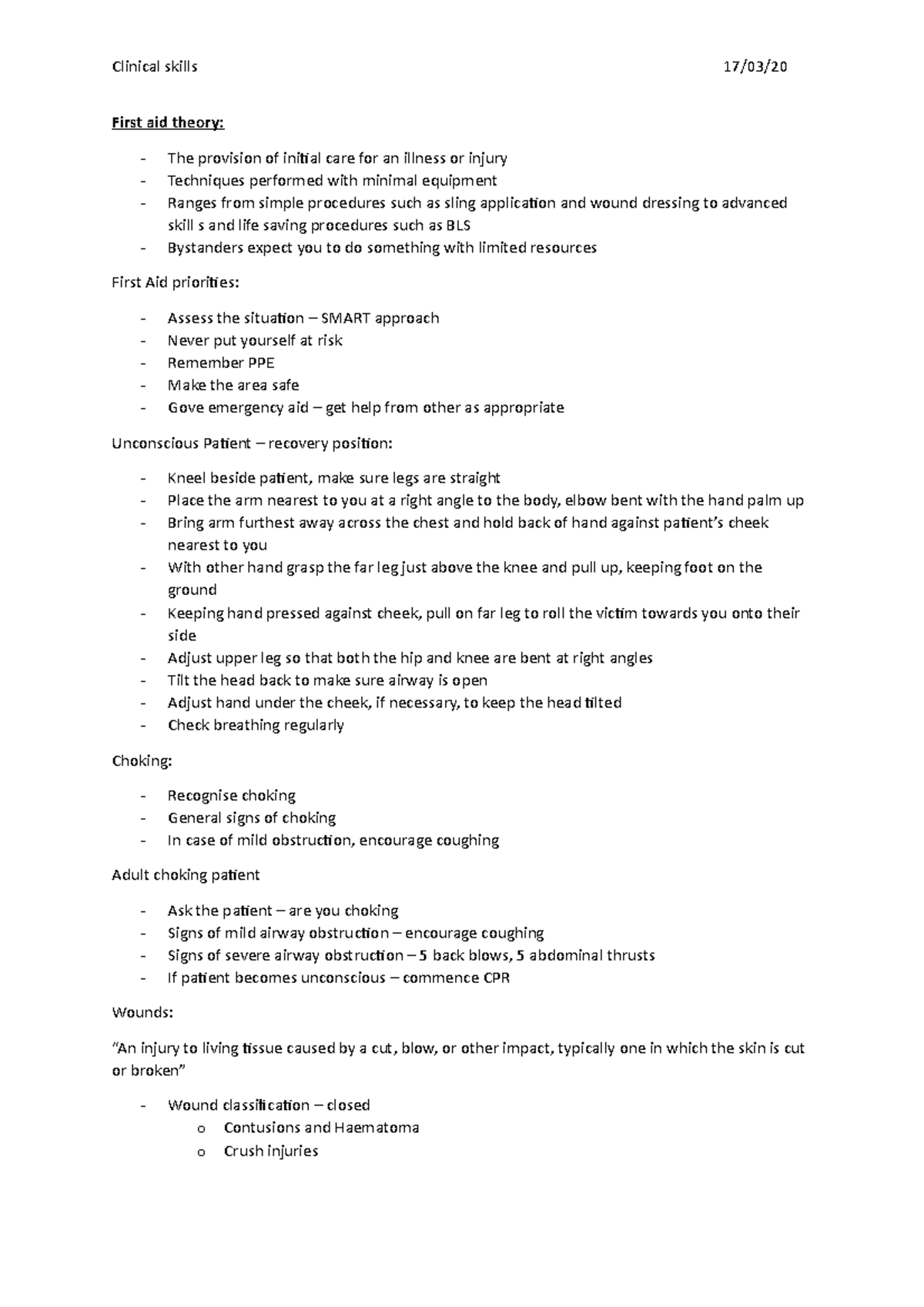 First aid theory First aid theory The provision of initial care for