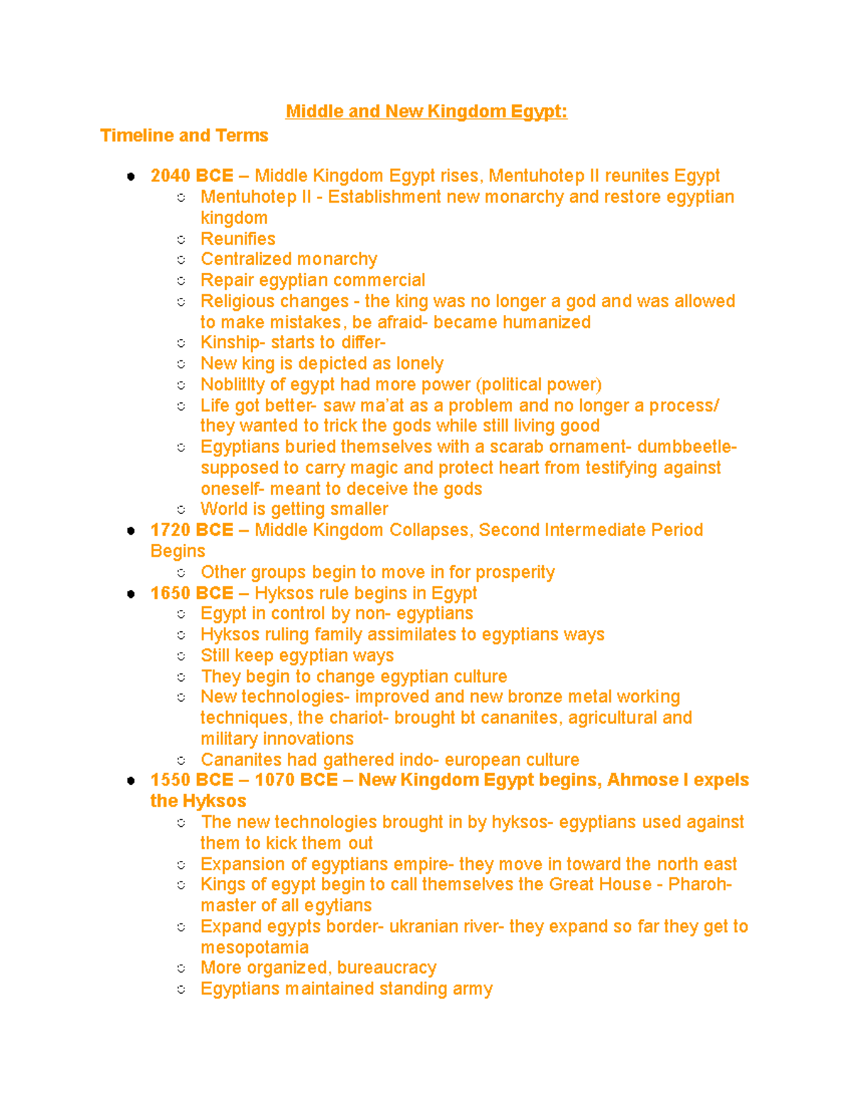 Middle and New Kingdom Egypt Middle and New Kingdom Egypt Timeline