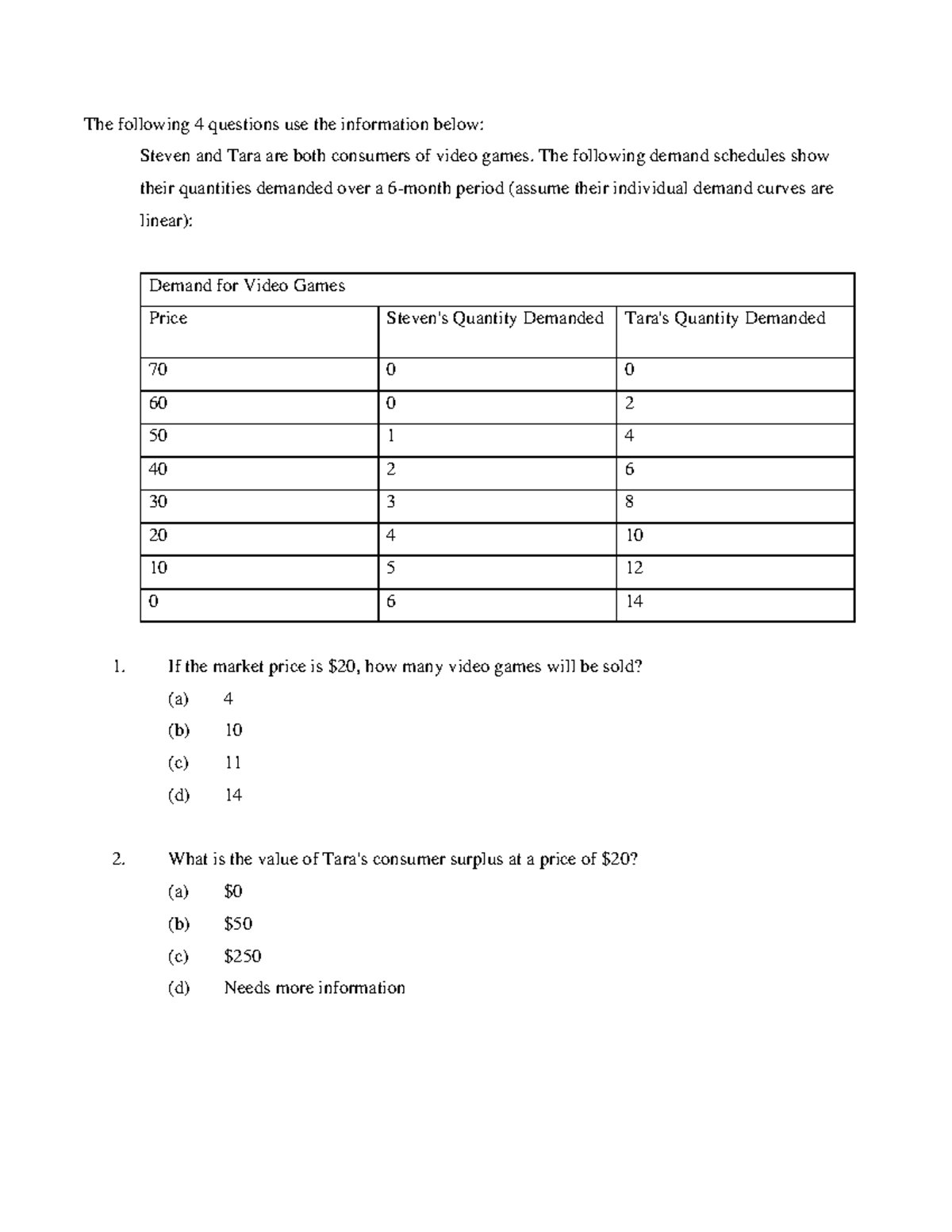 Midterm 2 Practice Questions - The following 4 questions use the ...