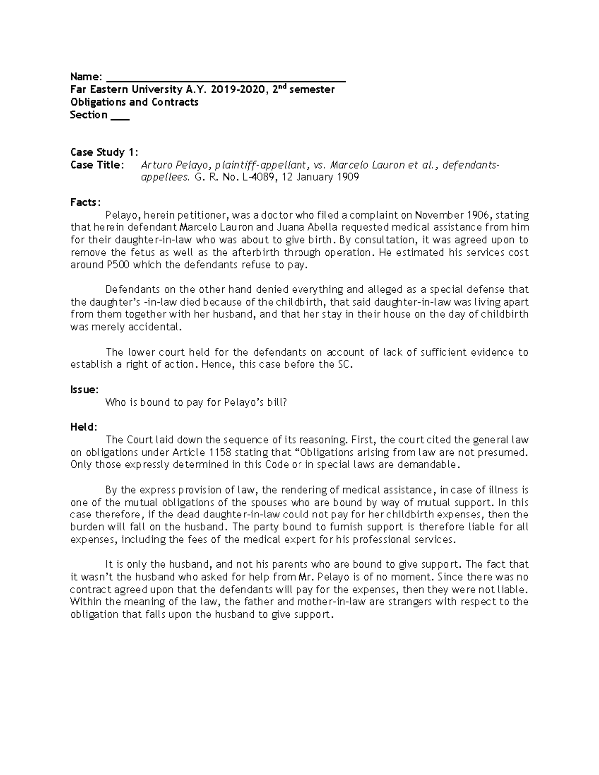 Sample Case Digest Name ______________________________________ Far