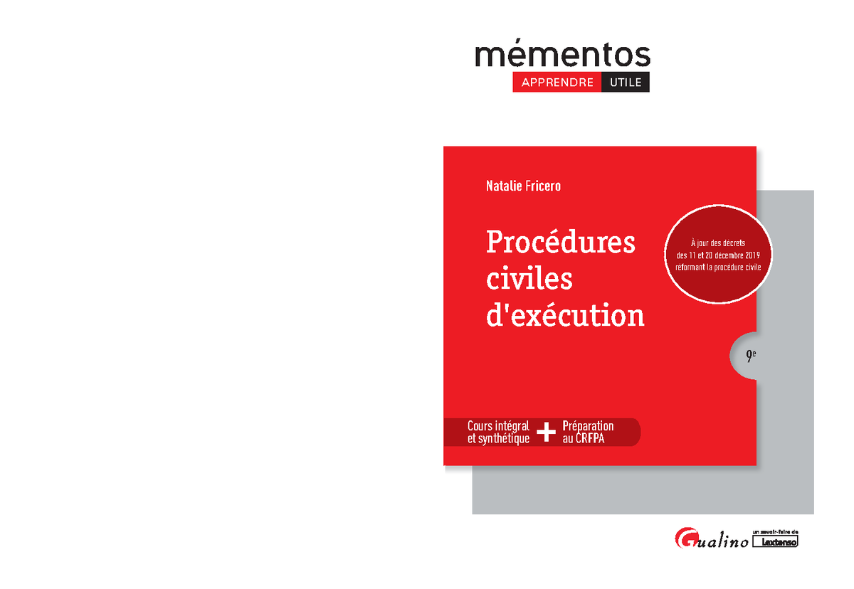 Droit des procédures civiles d'exécution. Natalie Fricero Procédures civiles d'exécution 9 e