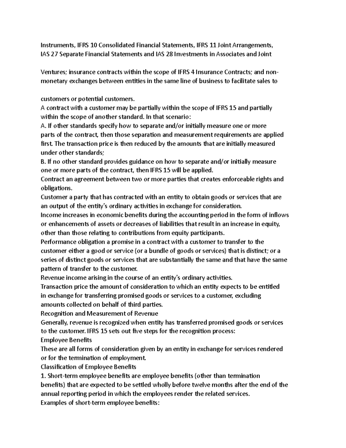 ACC 203 Lectures 27 Instruments, IFRS 10 Consolidated Financial