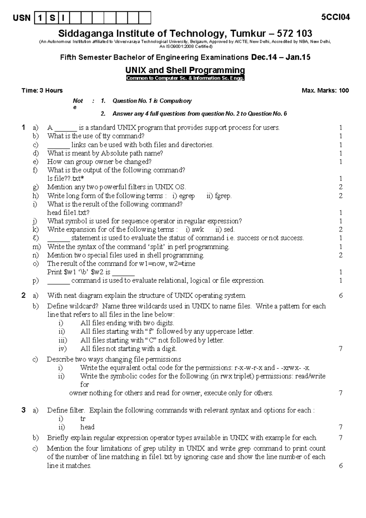 5CCI04+January+2015 - CLoud computing model question paper - USN 1 S I ...