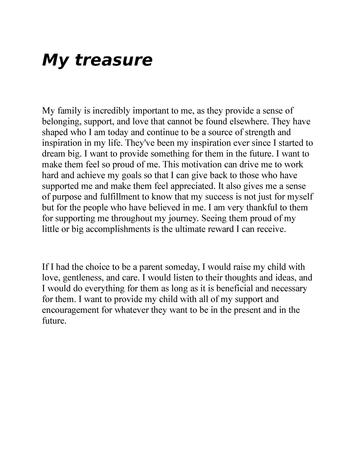 my family is my treasure essay