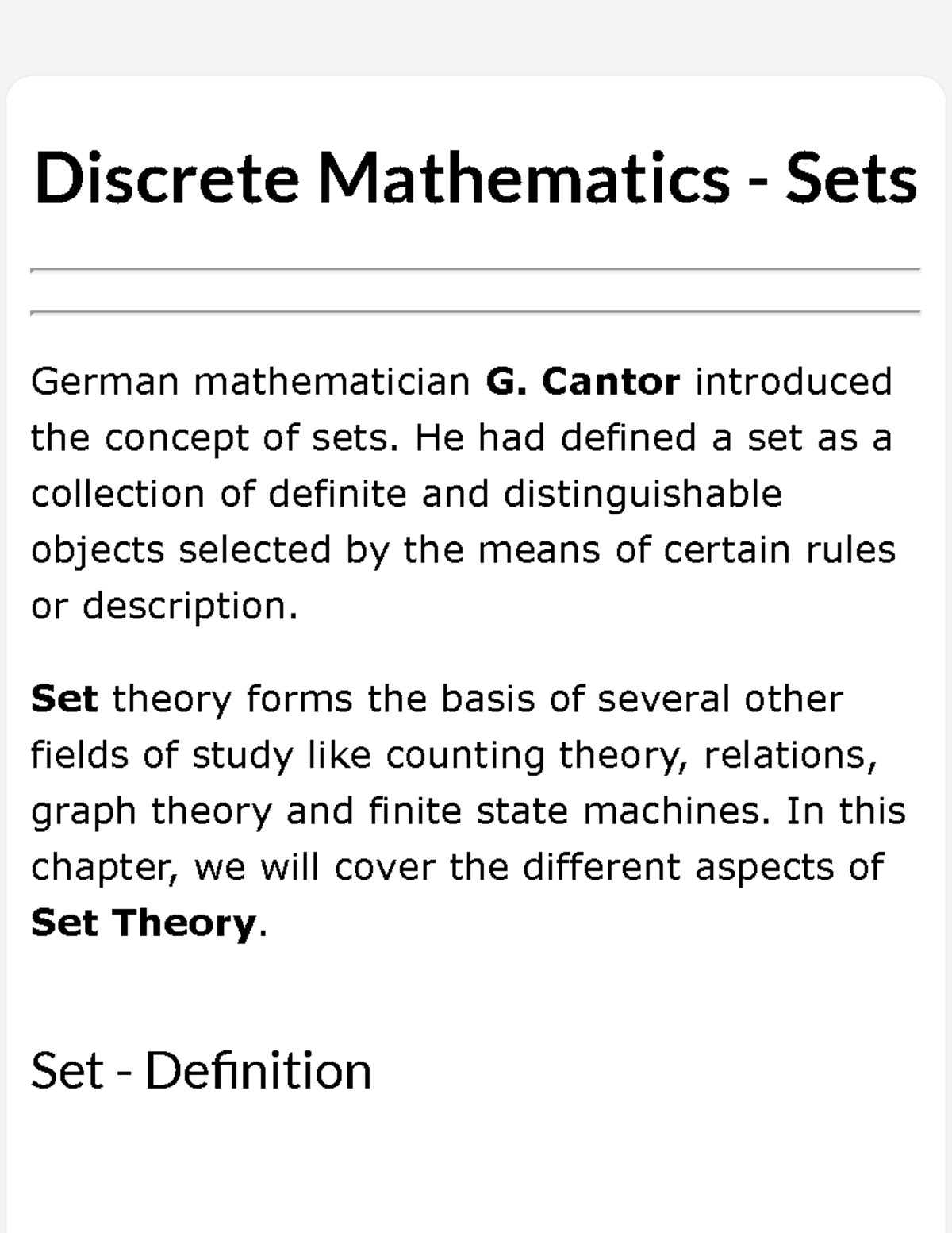 Discrete Mathematics Sets Discrete Mathematics Sets German Mathematician G Cantor 6084