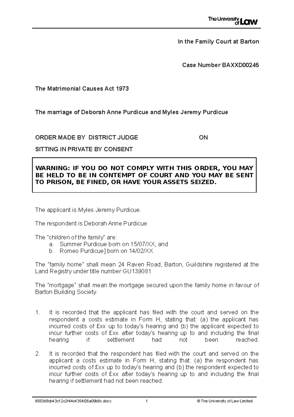 2223 fam ws05 ce02 prep task 01 exemplar - In the Family Court at ...