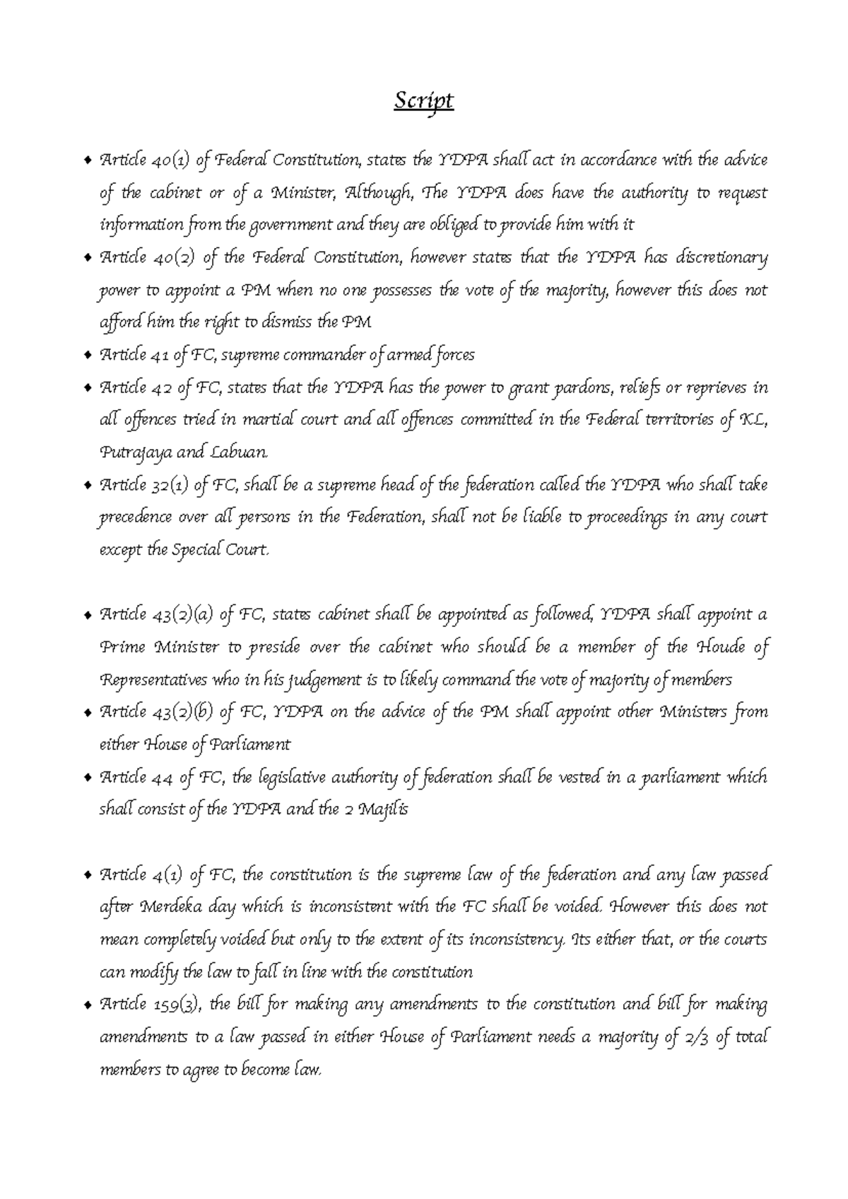 Chapter 4 Criminal notes - Script • Article 40( 1 ) of Federal ...