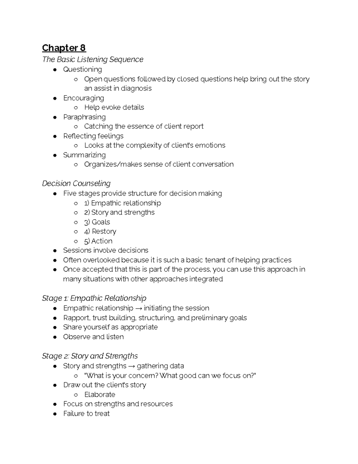 Techniques of counseling ch 8 chapter 8 the basic listening sequence