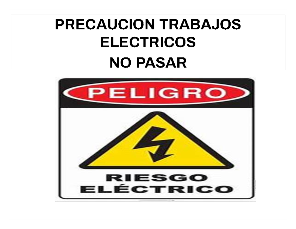 Señaletica Electrico - Prevencion de riesgos - PRECAUCION TRABAJOS