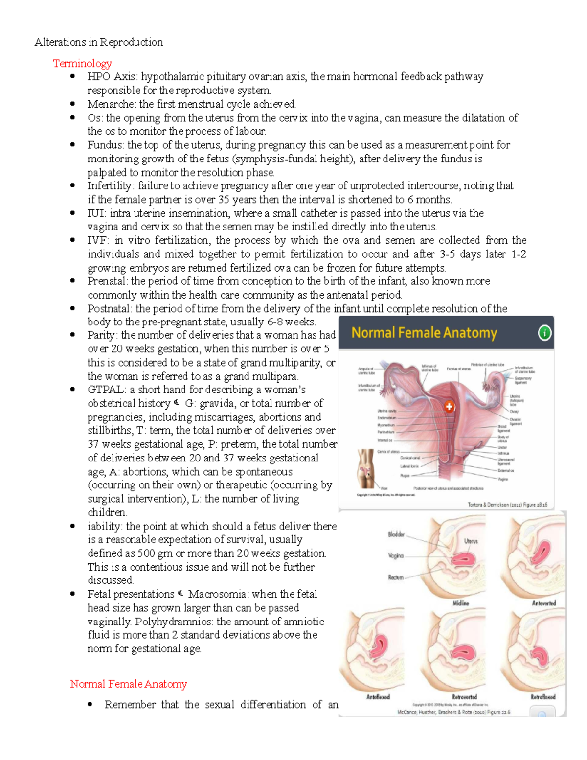 Alterations in Reproduction - Alterations in Reproduction Terminology ...