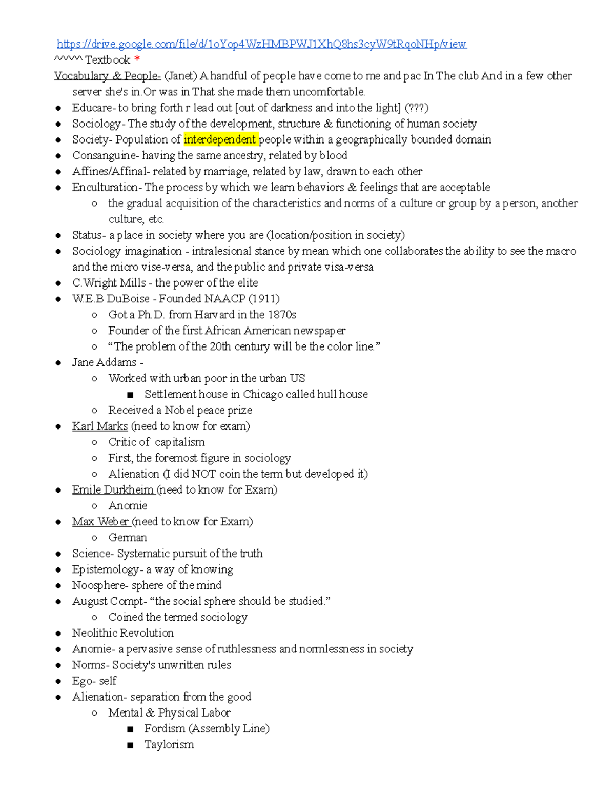 Sociology Notes - drive.google/file/d/1oYop4WzHMBPWJ1XhQ8hs3cyW9tRqoNHp ...