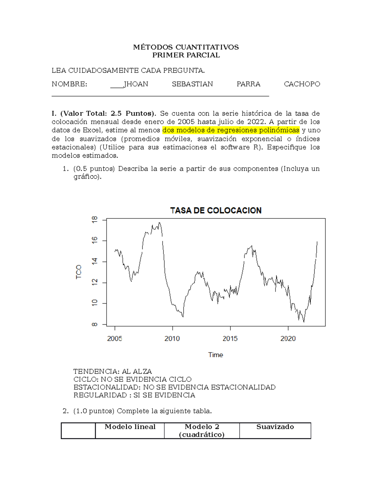 Primer Parcial Métodos B - MÉTODOS CUANTITATIVOS PRIMER PARCIAL LEA ...