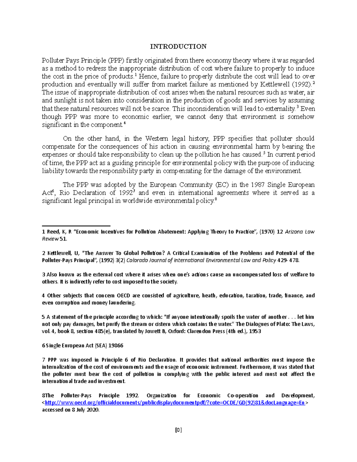 Environmental Law Please Don T Rely This 100 Introduction Polluter Pays Principle Ppp Firstly Studocu