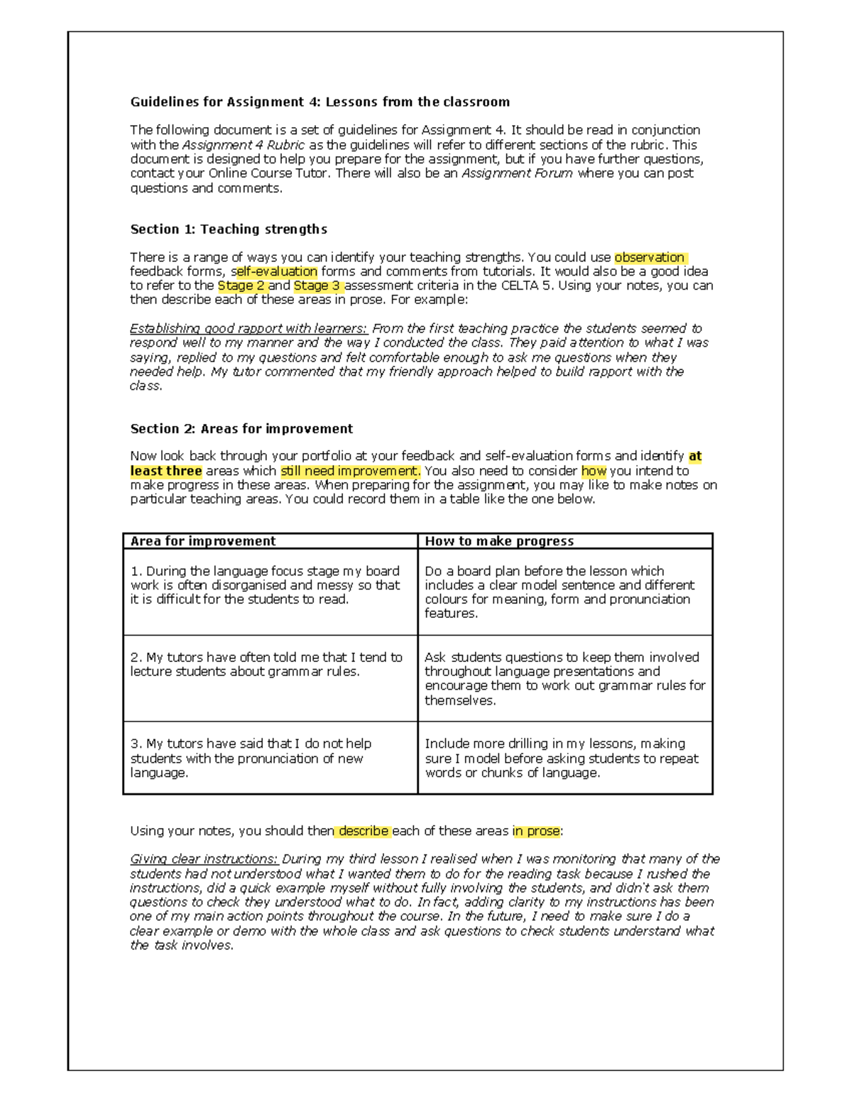 assignment 4 lessons from the classroom