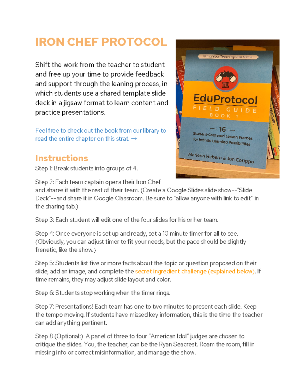 442954985 iron chef protocol IRON CHEF PROTOCOL Shift the work from