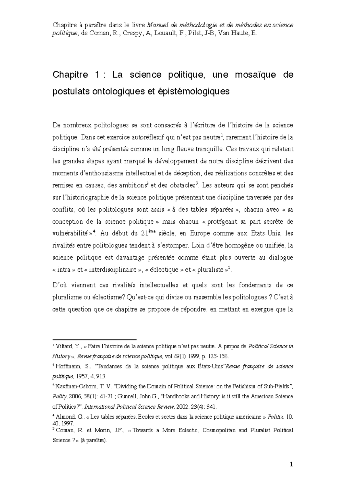 Chapitre 1 - Manuel - Méthodes de la science politique - politique, de ...