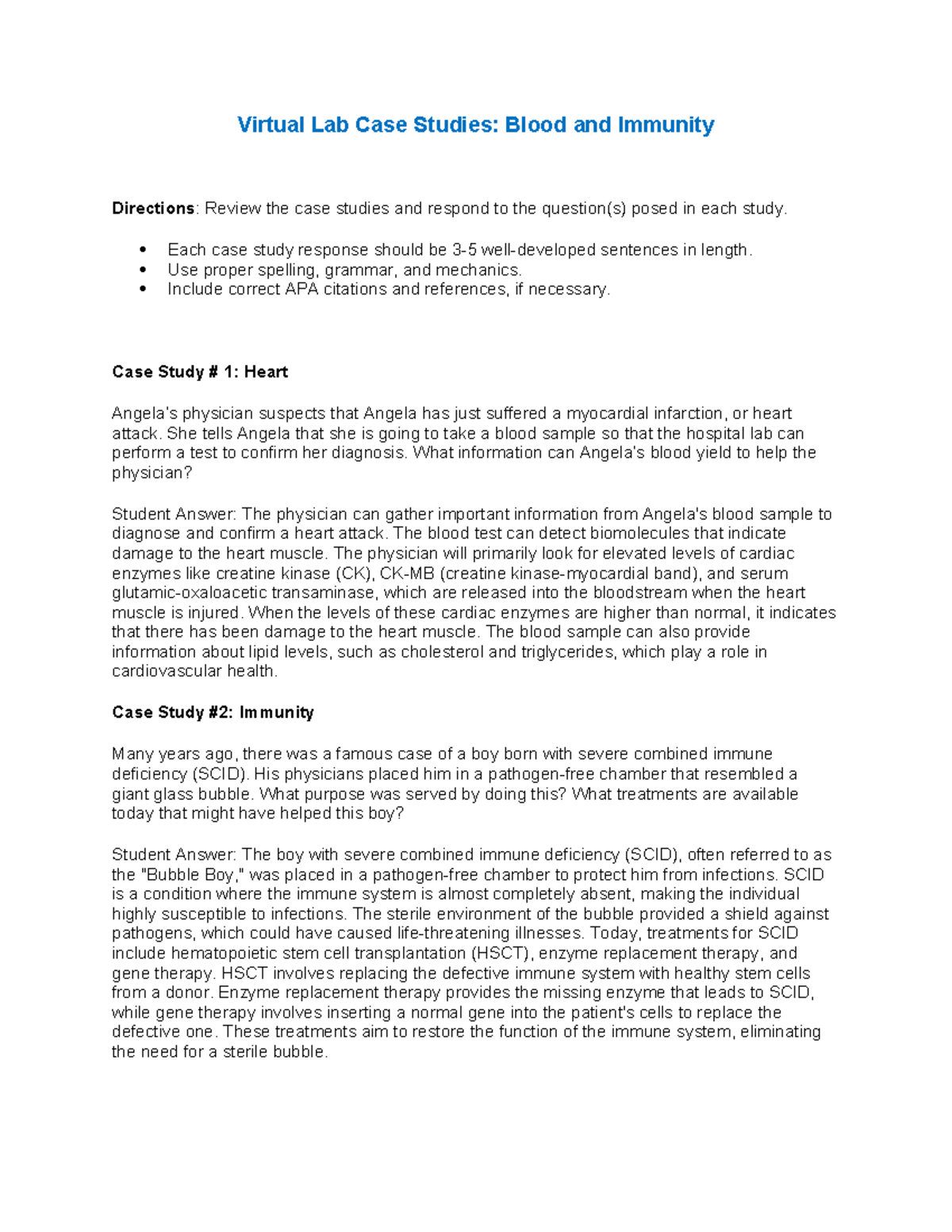 Wk4 Virtual Lab - Virtual Lab Case Studies: Blood and Immunity ...