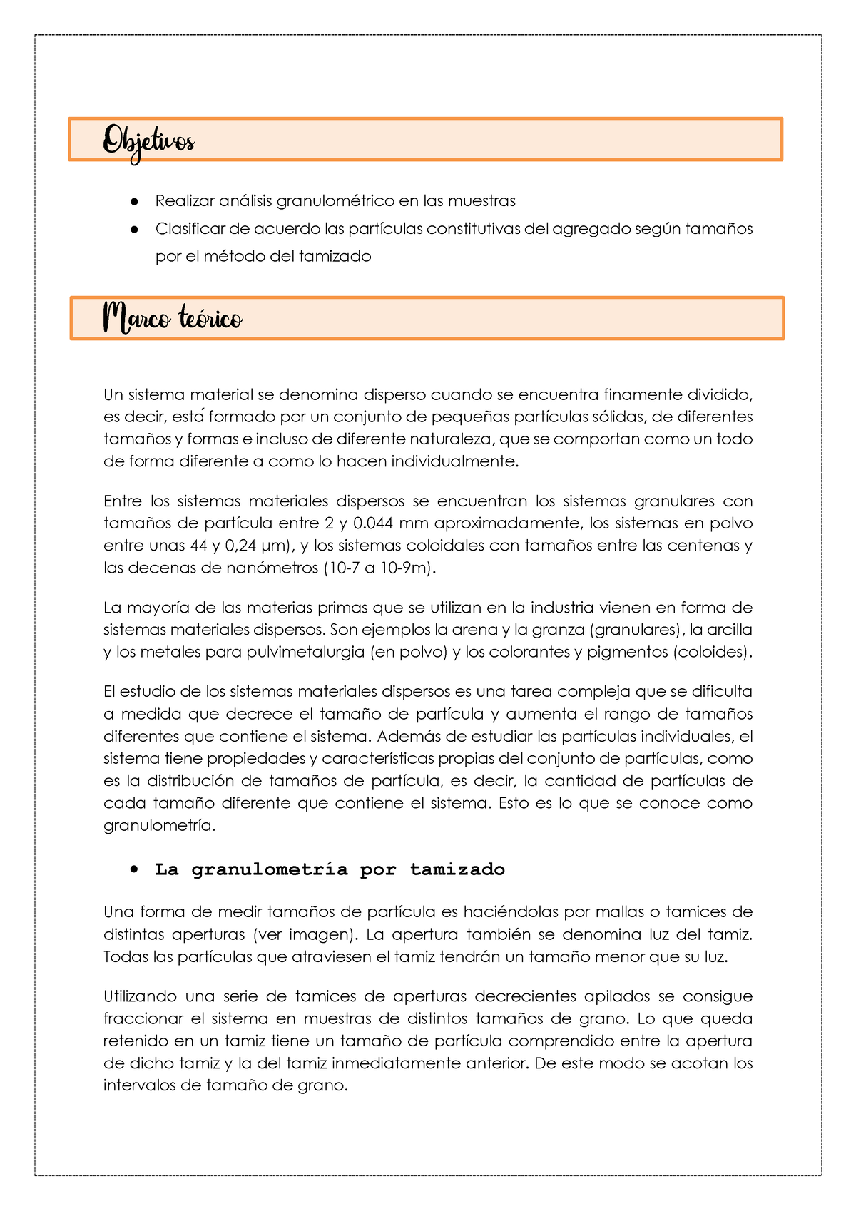 Pr Actica Tamises - Objetivos ï Realizar Análisis Granulométrico En Las ...