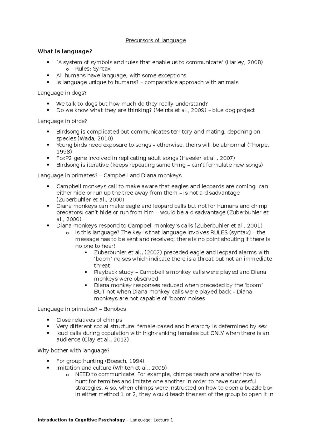 Language - Precursors of language - Precursors of language What is ...