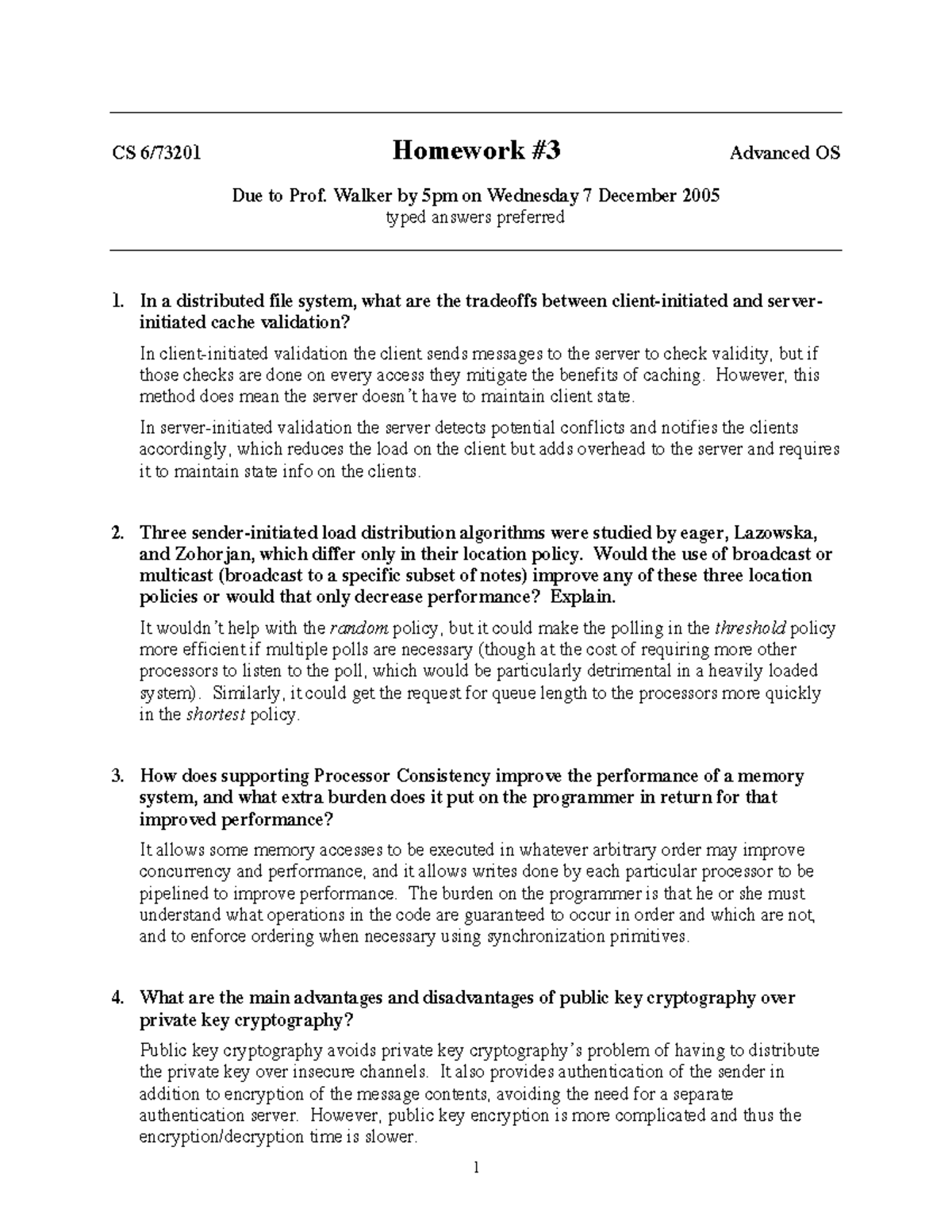 Seminar Assignments - Homework 3 Solutions - 1 CS 6/73201 Homework #3 ...