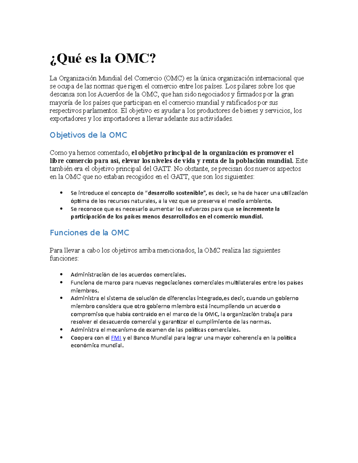 Qué Es La OMC - Apuntes - ¿Qué Es La OMC? La Organización Mundial Del ...