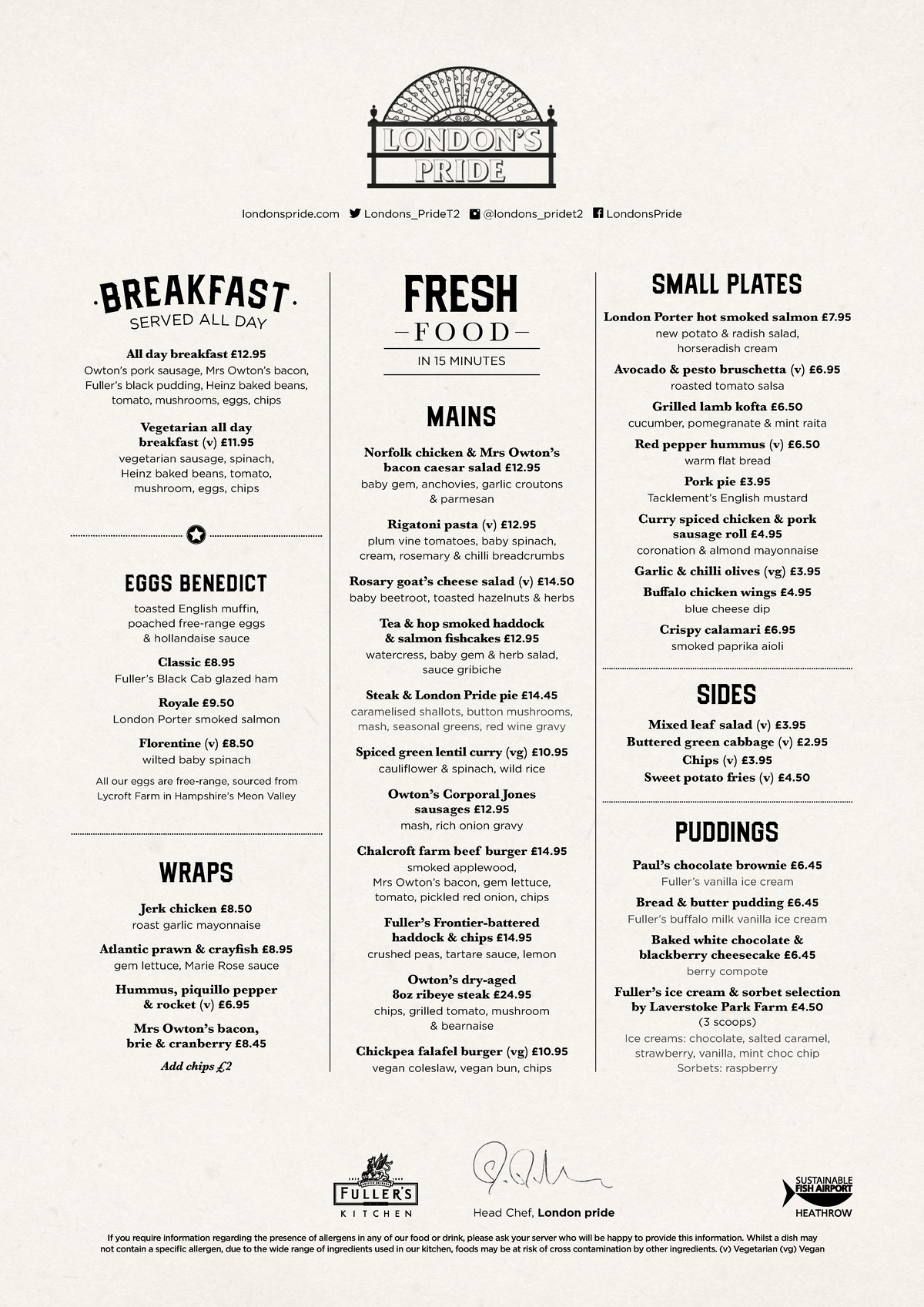 Londons pride main menu SMALL PLATES London Porter hot smoked salmon