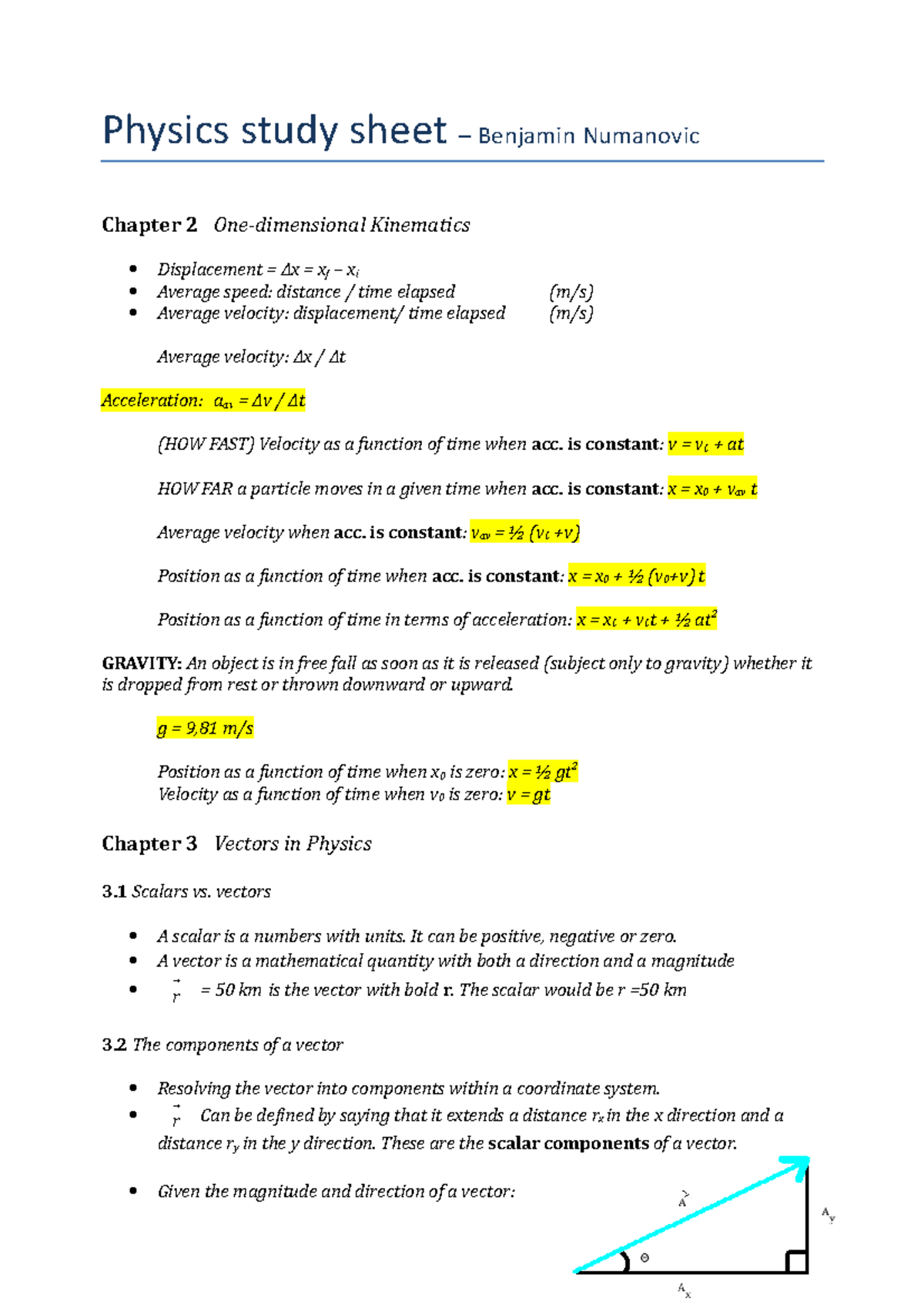 Physics test study sheet - Physics study sheet – Benjamin Numanovic ...