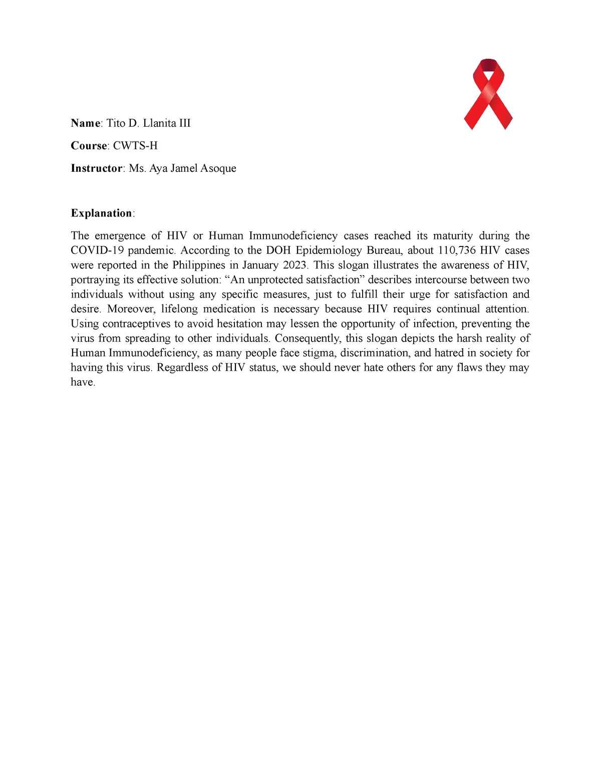 hiv essay brainly