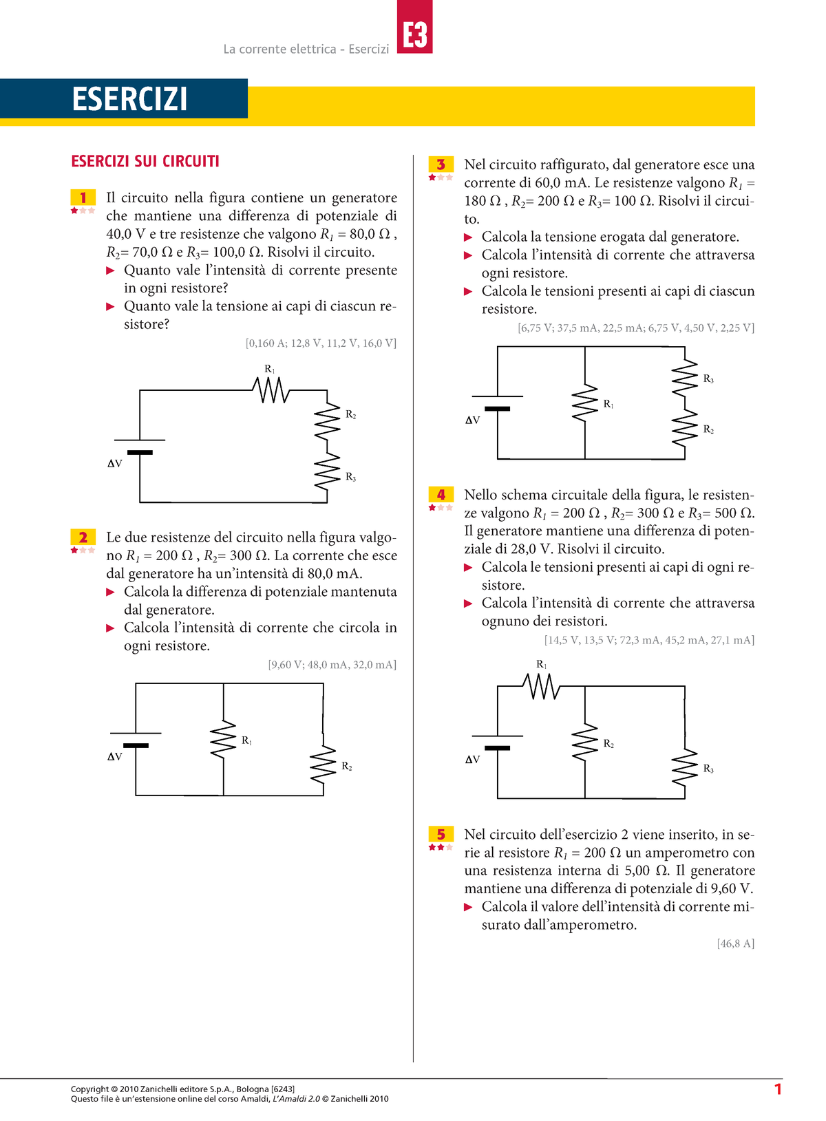 Esercizi Cap E3 Amaldi - Fisica - E Copyright © 2010 Zanichelli Editore ...