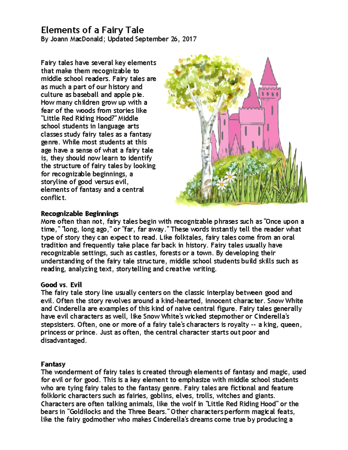 Fairy Tale Definition, Elements & Examples - Video & Lesson Transcript