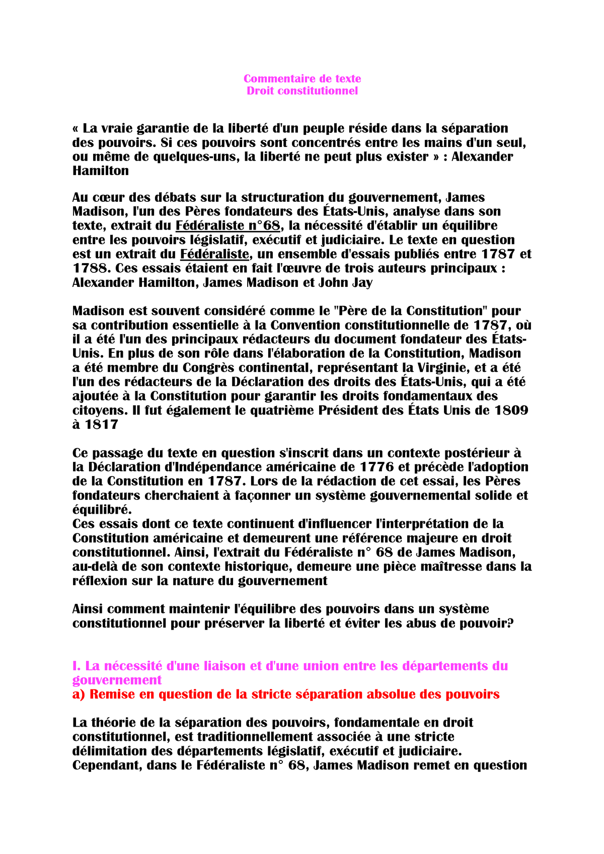 Commentaire De Texte Droit Constitutionnel Commentaire De Texte Droit Constitutionnel La