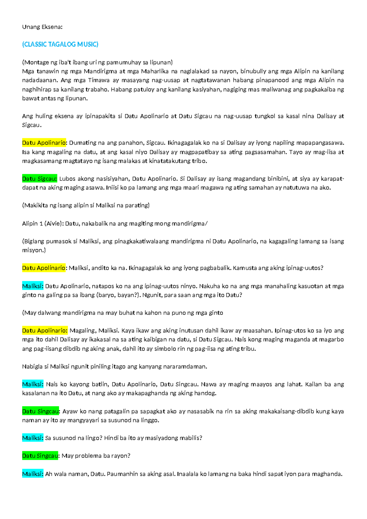 RPH-Script - Summary BS in Accountancy - Unang Eksena: (CLASSIC TAGALOG ...