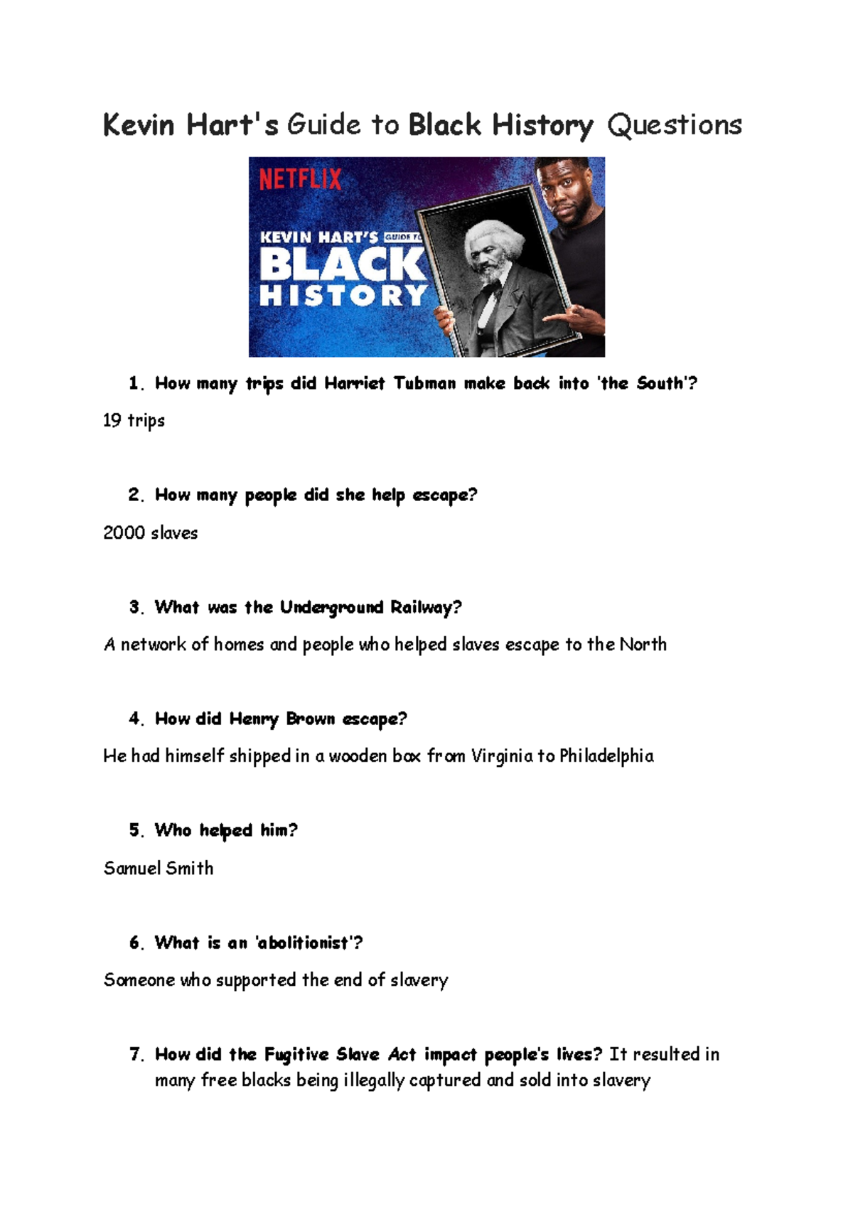 Kevin Hart's Guide to Black History Questions - BSBRSK501 - Studocu