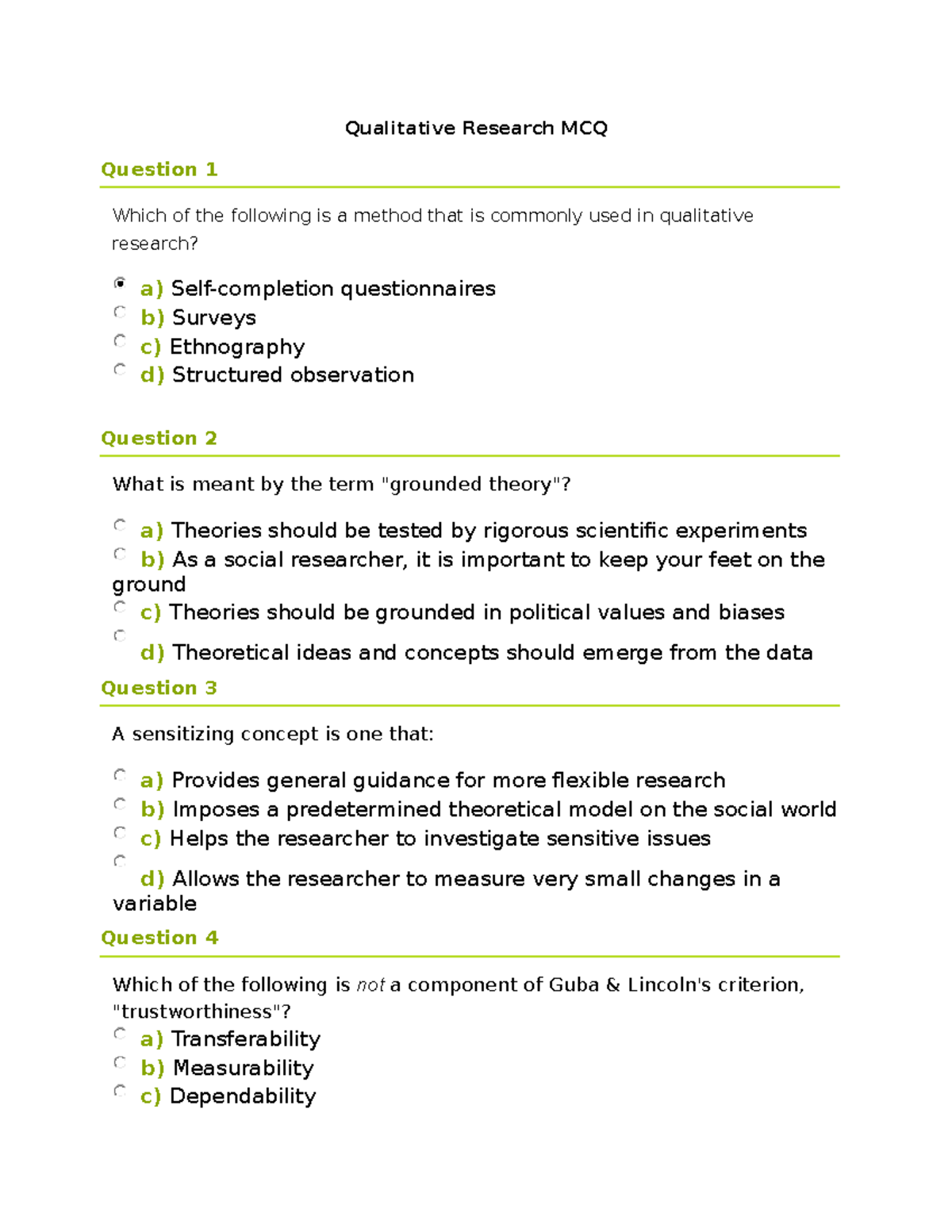 types of research multiple choice questions