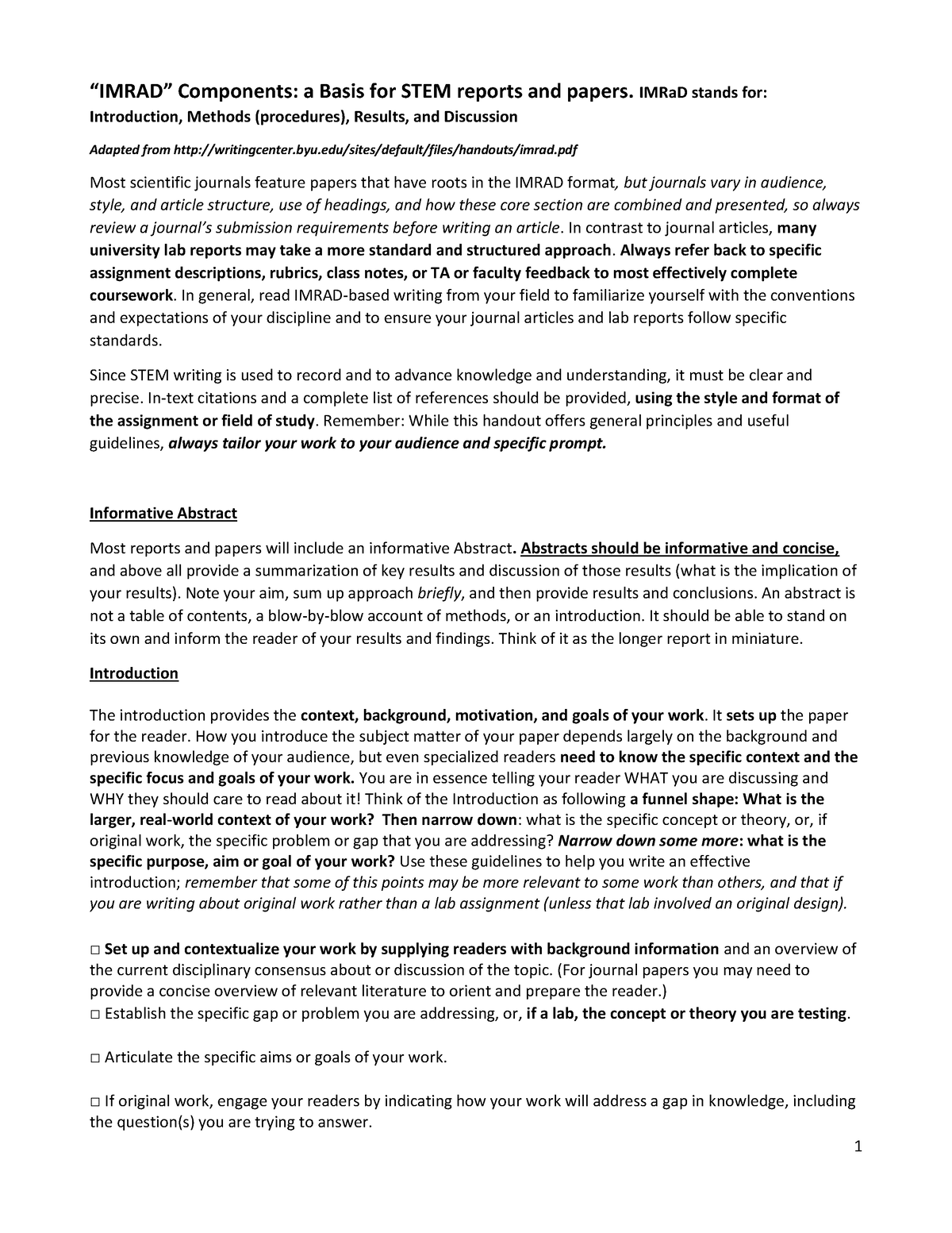 Writing Report Structure - “IMRAD” Components: A Basis For STEM Reports ...