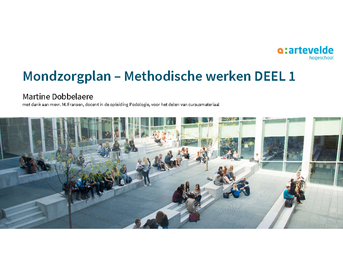 Leerpad B - Methodisch Werken DEEL 1 - Mondzorgplan – Methodische ...