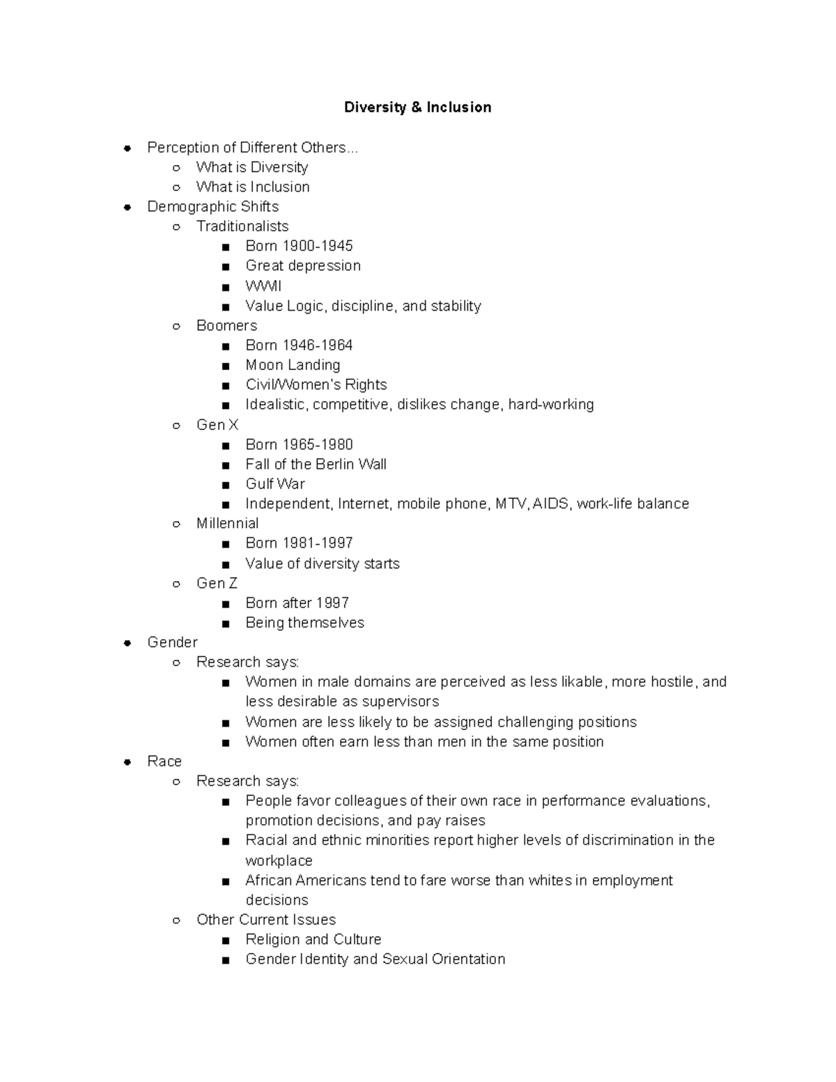 Diversity Inclusion Notes - Diversity & Inclusion Perception of ...