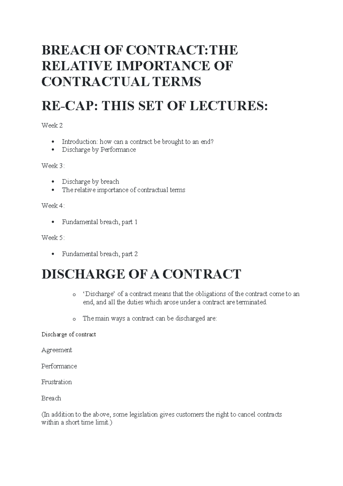Breach 24 - BREACH OF CONTRACT:THE RELATIVE IMPORTANCE OF CONTRACTUAL ...