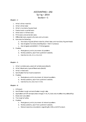 CMA Part 1 - Math Practice - managerial accounting - Studocu