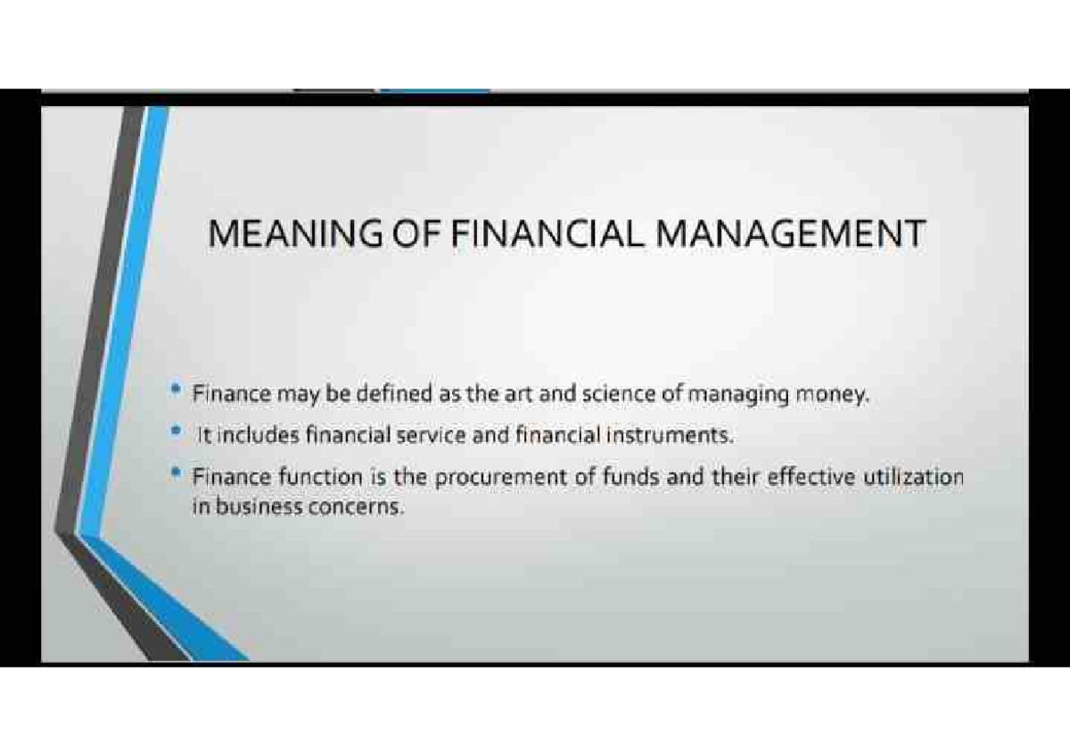 Meaning and definition - Financial management - Studocu