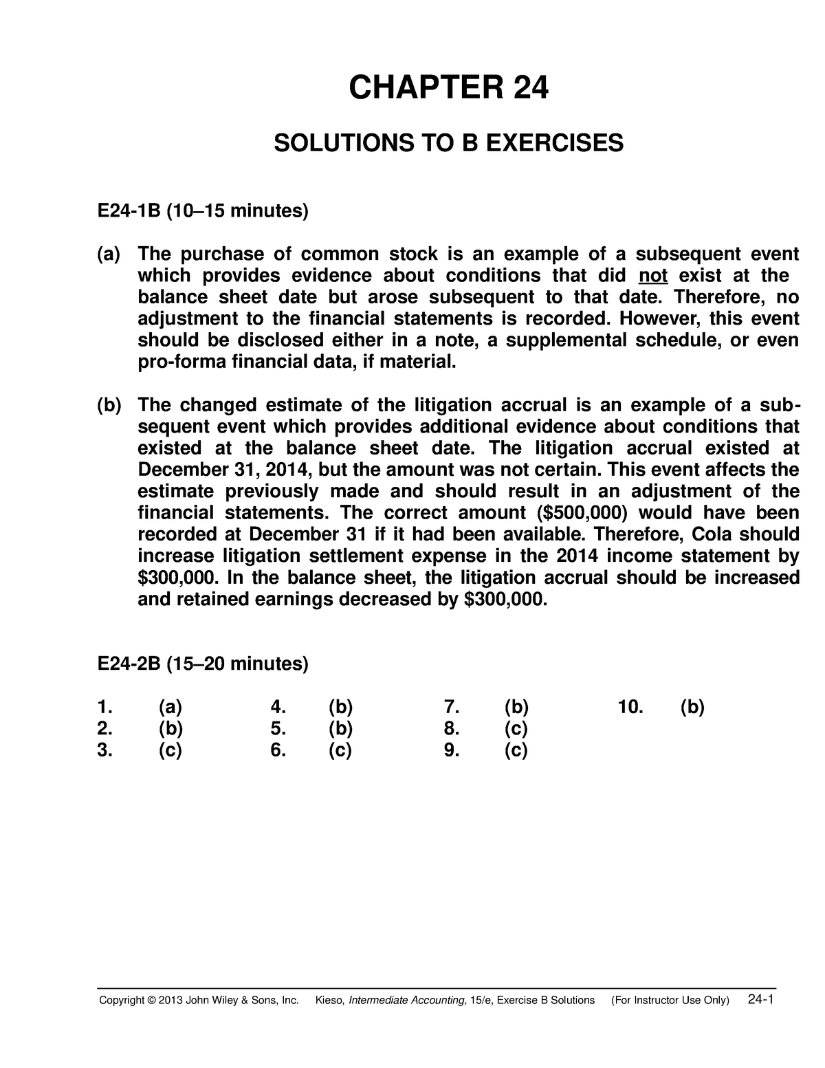 Solution Manual Intermediate Accounting 15th Kiesoch 24 - CHAPTER 24 ...