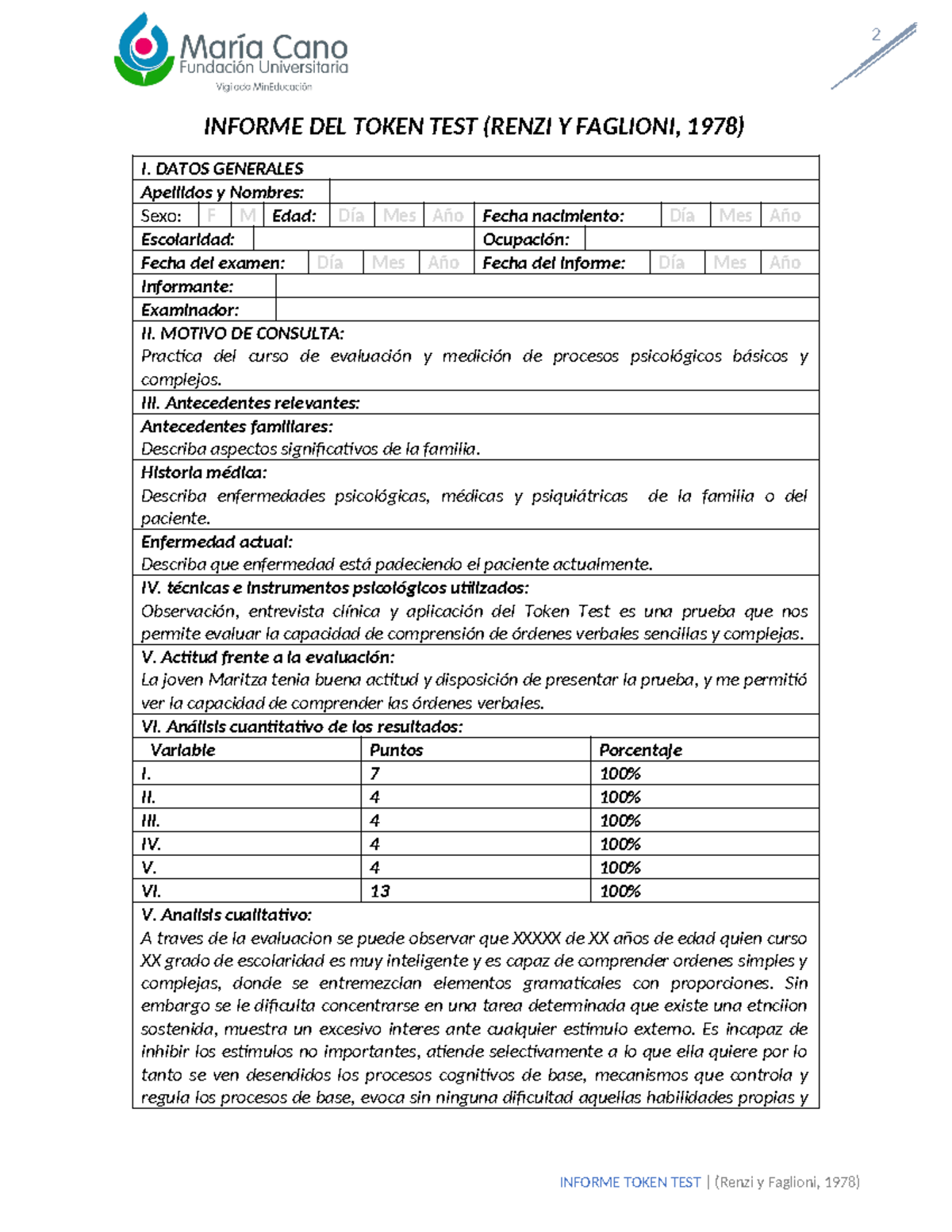 Informe DEL Token TEST - NINGUNO - INFORME TOKEN TEST | (Renzi y ...