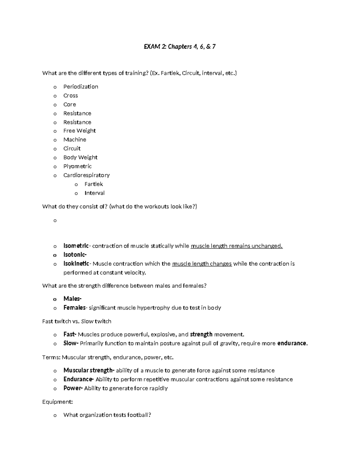 EXAM 2 study guide - EXAM 2: Chapters 4, 6, & 7 What are the different ...