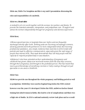 Roles and responsibilities of a Midwife presentation script - SLIDE 2 ...